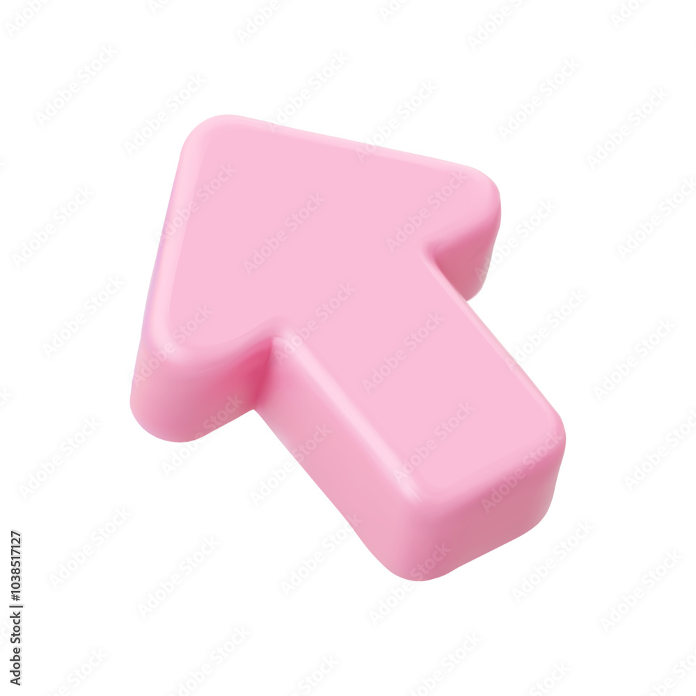 Fototapete pink 3d mouse pointer. the white background pointer symbolizes help in finding direction on a monito