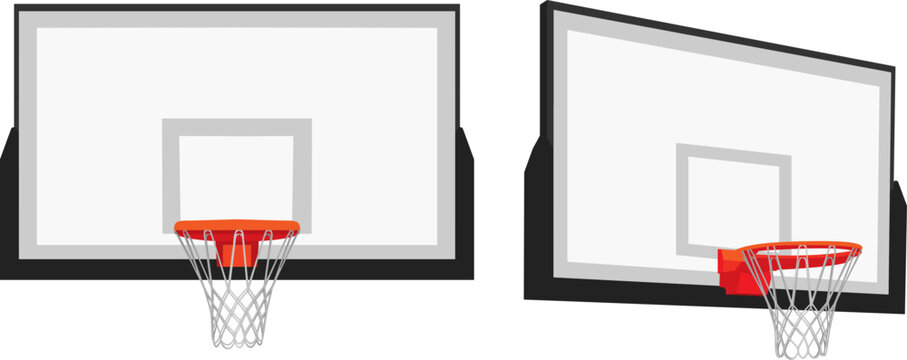 Backboard Basketball Hoop Shape Set Realistic Vector Illustration