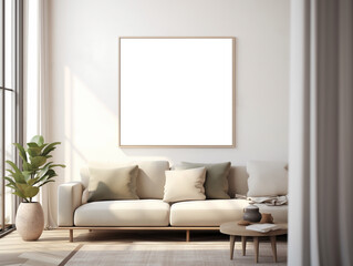 Poster mockup. Wonderful interior in light colors.