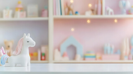 Charming Unicorn Decor on White Table in Kid's Room