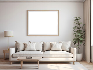 Poster mockup. Wonderful interior in light colors.