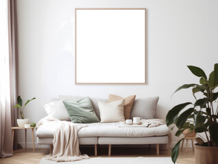 Poster mockup. Wonderful interior in light colors.