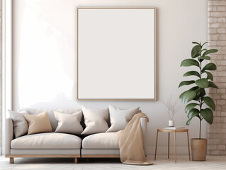 Poster mockup. Wonderful interior in light colors.