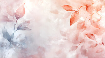 Fototapeta premium Stylish Abstract Watercolor Background in Soft Pink with Delicate Leaves and Textured Layers for Modern Wallpaper Design