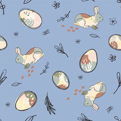 Easter Bunny Floral Background Creative Holiday Party Vector 