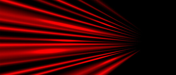 Fototapeta premium Abstract red light zoom fast speed on black background vector