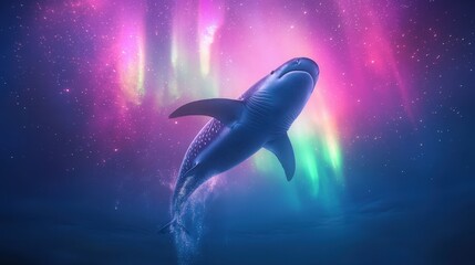majestic whale shark swimming in cosmic ocean