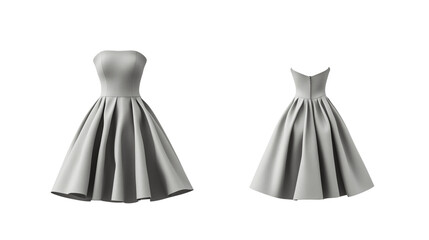 fashion mockup template showcasing a strapless culottes dress, front and back view, featuring a casual streetwear style, on a transparent backgrounds