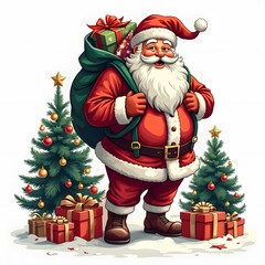 santa claus and christmas tree