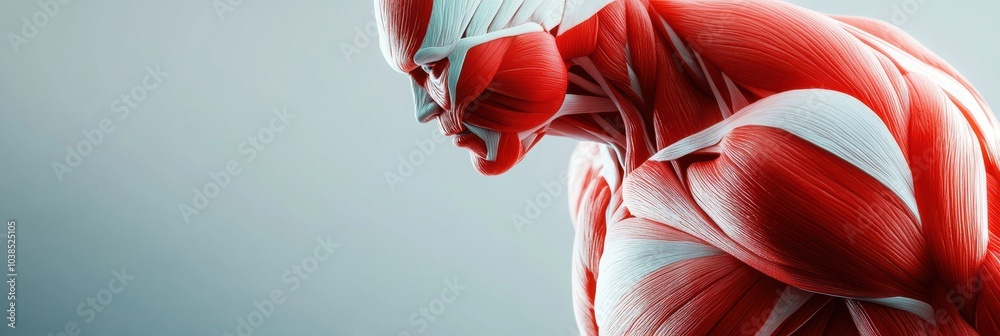 Poster explore the intricate structure of a red and white muscle highlighting human anatomy, showcasing rea