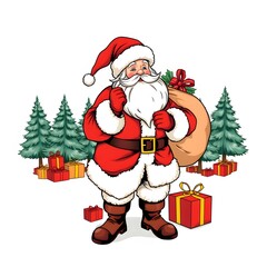 santa claus with gift box