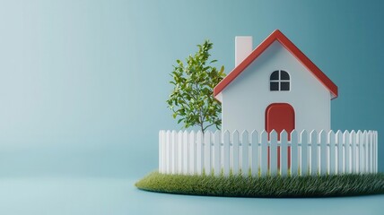 Protective barrier around a home, symbolizing comprehensive insurance, 3D illustration,