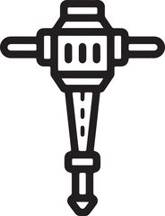 Jackhammer icon vector. A thin line sign. Isolated contour symbol illustration