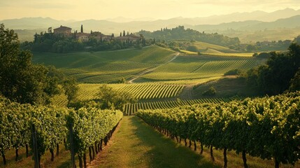 Naklejka premium Vineyard Landscape in Tuscany