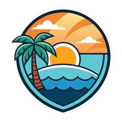 summer beach logo vector illustration
