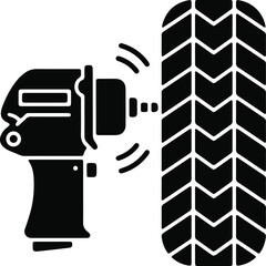 Car tire repair black icon, concept illustration, vector flat symbol, glyph sign.