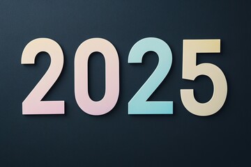 Pastel colored numbers 2025 on dark background