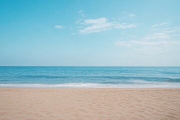Obraz premium serene beach landscape with calm ocean waves and clear sky