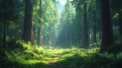 Obraz premium Sunlit Forest Path