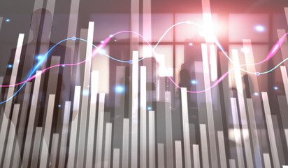 Charts trading modern abstract City background. Mixed Media