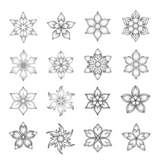 set of grey shade floral patterns