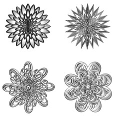 set of silver shine floral patterns