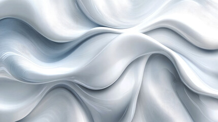 Obraz premium Abstract white wavy background with subtle blue highlights and a 3D appearance.