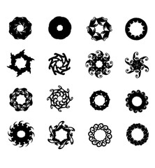 black floral patterns set