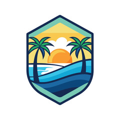 beach logo vector, icon on white background