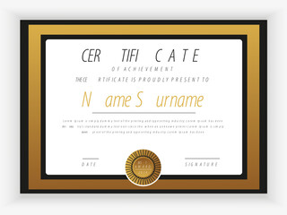 Clean and simple certificate template for multipurpose I black and golden color variation corporate certificate design layout
