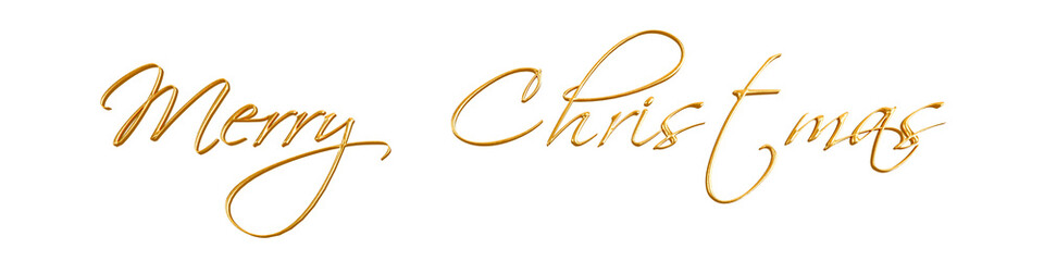 Merry christmas gold text in 3d rendering isolated on white