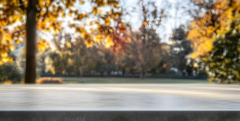 Obraz premium Autumn Tabletop with Blurred Background Effect