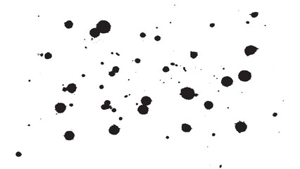 Spray paint drips, inky blots, splashes on white background, dirty grunge splash stains, black graffiti inkblot spots with dusty speckle effect, black paint stains, black and white spray texture