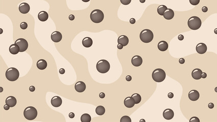 Background with milk stains with tapioca, tapioca pearls and bubble milk green tea wave, bubble milk green tea wave background vector illustration, seamless pattern with tapioca pearls