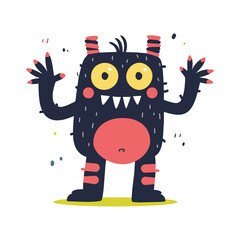 Cute Monster Character with Big Eyes and Playful Expression