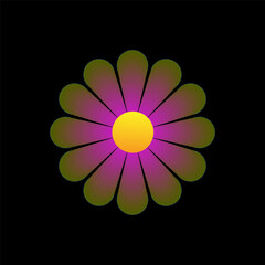 Flowers with yellow petals, on a black background