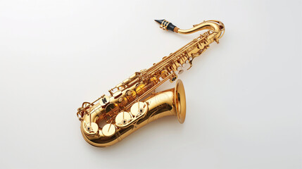 Saxophone on a neutral background.