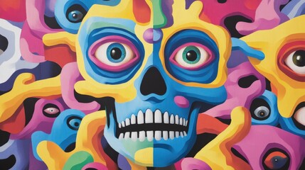 Vibrant abstract skull art