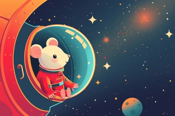 Adventurous mouse in space suit exploring the cosmos