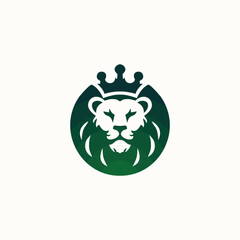 Animal face Lion Logo design flat emblem vector 