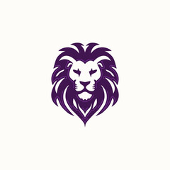 Animal face Lion Logo design flat emblem vector 