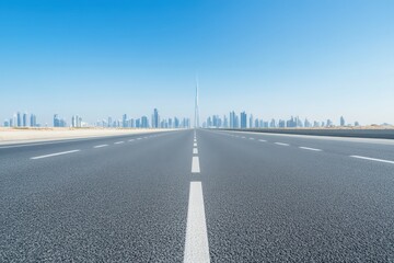 Fototapeta premium Futuristic cityscape with skyscrapers and road