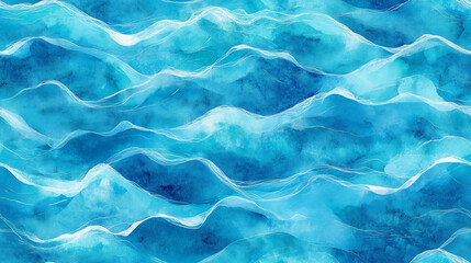 Obraz premium Seamless watercolor blue water background.