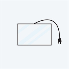 Fototapeta premium Flat screen TV icon complete with power plug