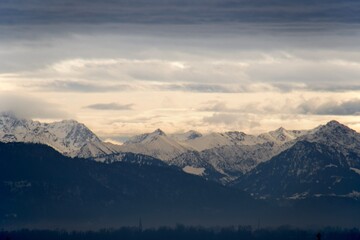 horizontal view with mountains and clouds