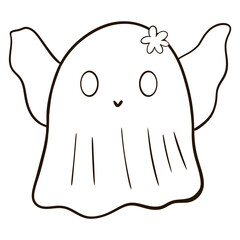 a ghost with a flower on its head and a smile
