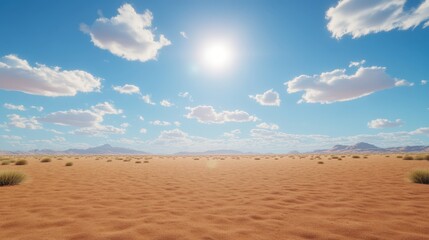 Vast desert landscape under a bright sun