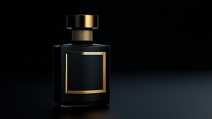perfume container , bottle with blank label for copy space , isolated on black   background 