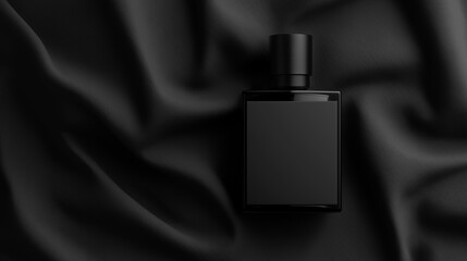 perfume container , bottle with blank label for copy space , isolated on black   background 