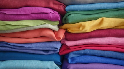 Colorful fabric textile stack
